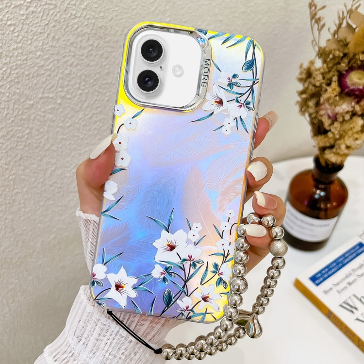 Electroplating Laser Flower Phone Case with Wrist Strap, Series 2