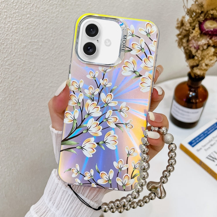 Electroplating Laser Flower Phone Case with Wrist Strap, Series 2