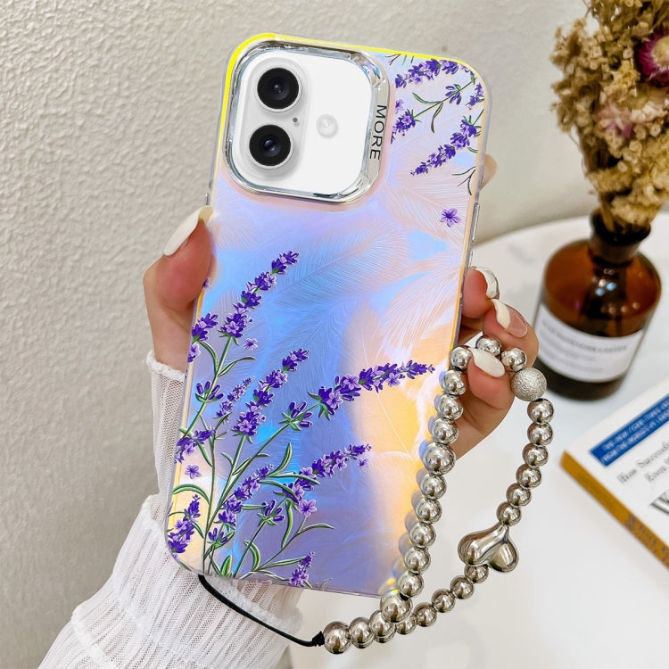 Electroplating Laser Flower Phone Case with Wrist Strap, Series 2