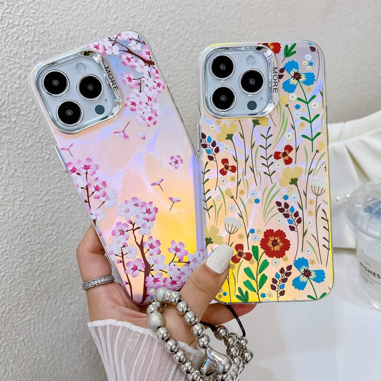 Electroplating Laser Flower Phone Case with Wrist Strap, Series 9