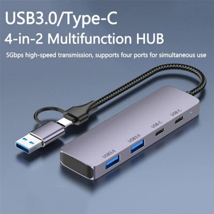 T-32C 2-in-1 Cable USB 3.0 + Type-C 4-port Hub Aluminum Alloy Docking Station My Store