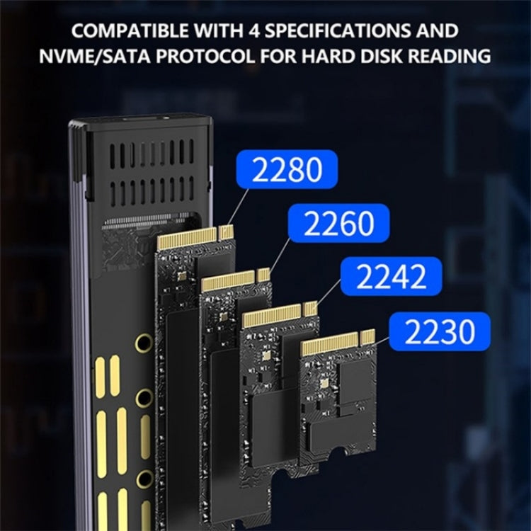 S186 Aluminum Alloy NVME M.2 External Hard Drive Enclosure USB3.1 10Gbps SATA SSD Case