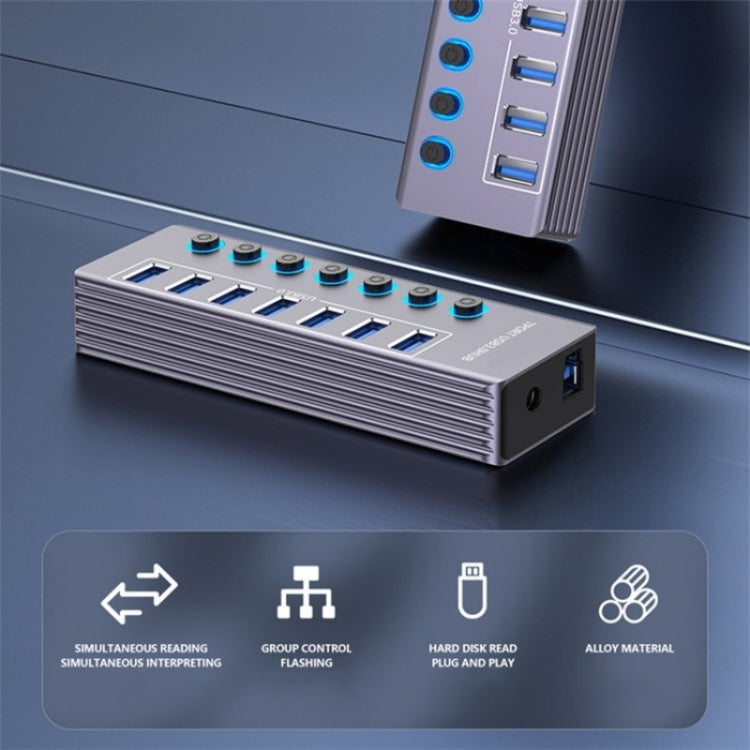 U307 Aluminum Alloy 7-Ports Splitter 5Gbps High Speed USB 3.0 Hub with Independent Switch My Store