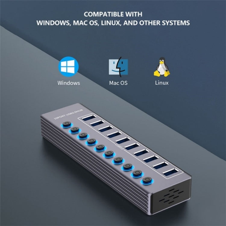 U310 10-in-1 USB 3.0 Extension HUB USB Power Charging Station with Individual Switch