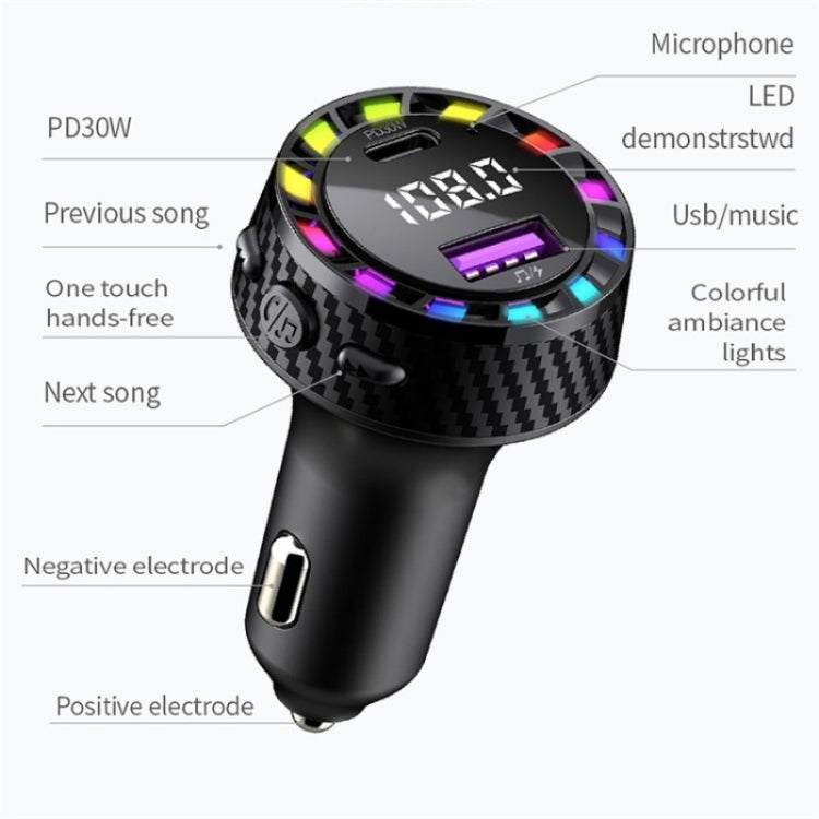 C55 With Breathing Light Bluetooth FM Transmitter USB+Type-C Car Fast Charger ÎҵÄÉ̵ê