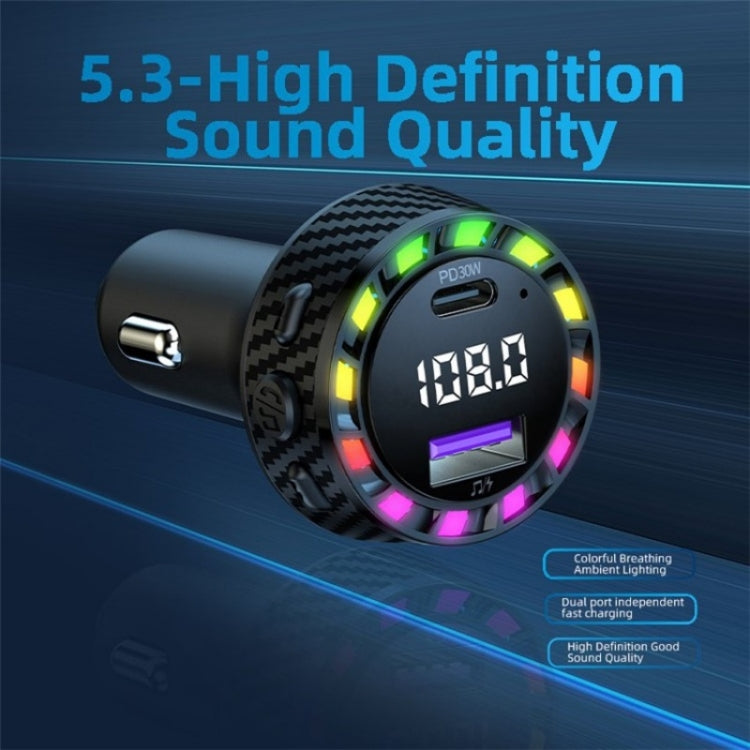 C55 With Breathing Light Bluetooth FM Transmitter USB+Type-C Car Fast Charger ÎҵÄÉ̵ê