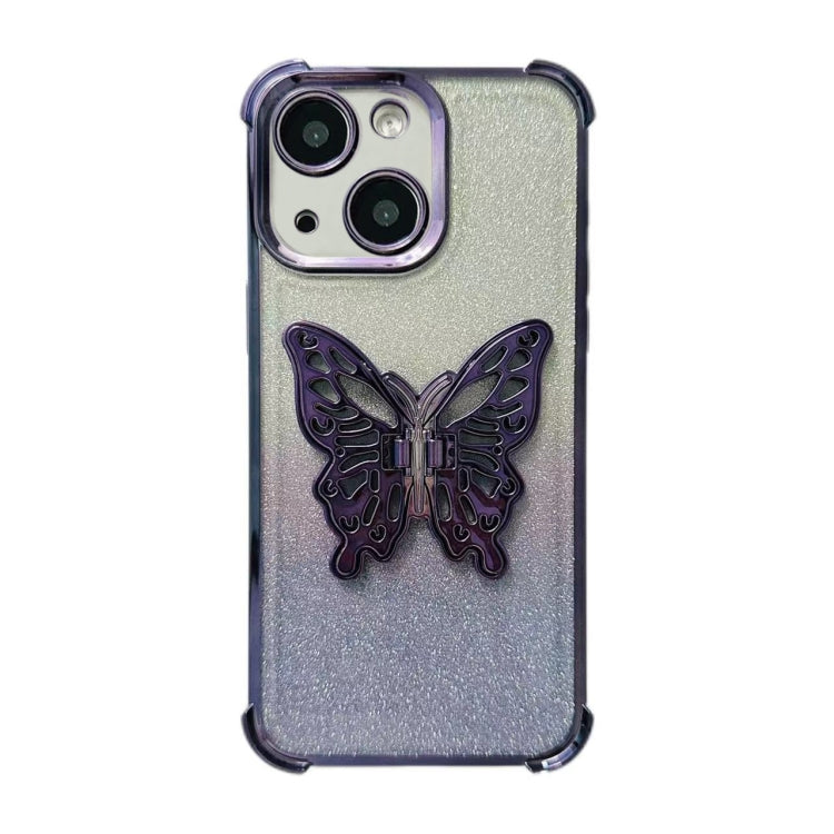 Electroplated Glitter 3D Butterfly Four-corner Shockproof TPU Phone Case, Series 3