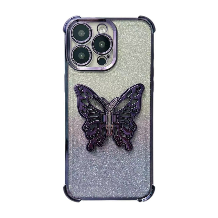 Electroplated Glitter 3D Butterfly Four-corner Shockproof TPU Phone Case, Series 5