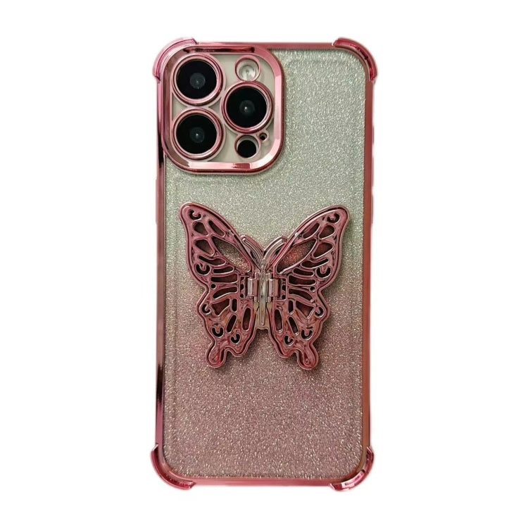 Electroplated Glitter 3D Butterfly Four-corner Shockproof TPU Phone Case, Series 1