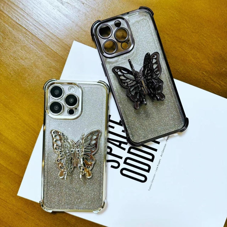 Electroplated Glitter 3D Butterfly Four-corner Shockproof TPU Phone Case, Series 1