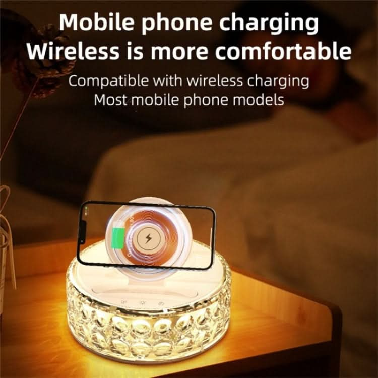 F11 Mobile Phone Holder Desktop Wireless Charger Dock Multi-Function Crystal Night Light