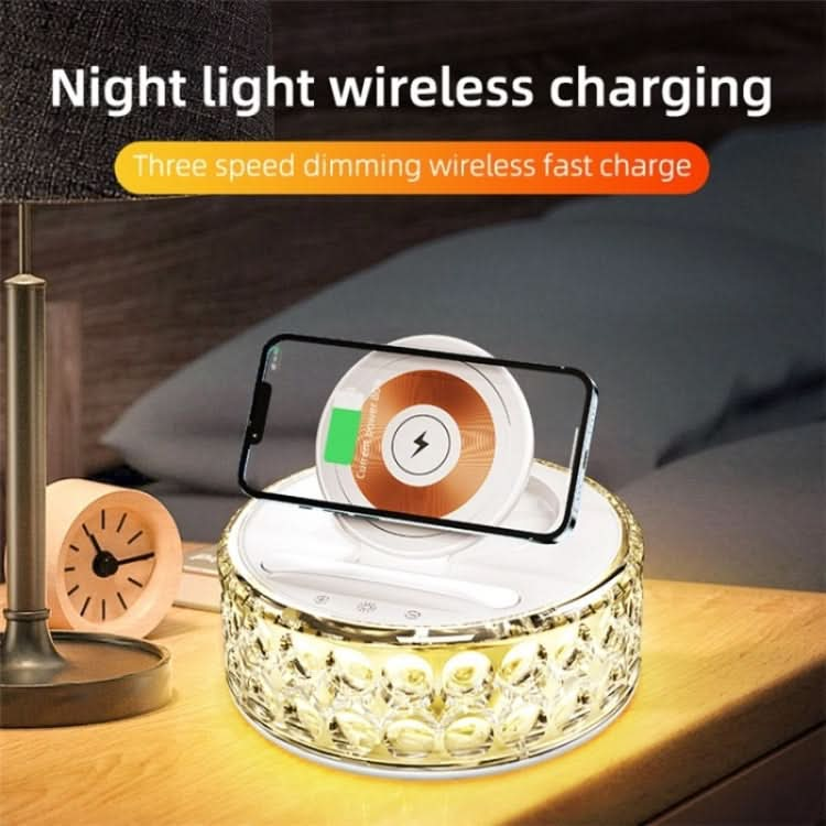 F11 Mobile Phone Holder Desktop Wireless Charger Dock Multi-Function Crystal Night Light