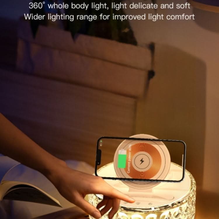 F11 Mobile Phone Holder Desktop Wireless Charger Dock Multi-Function Crystal Night Light