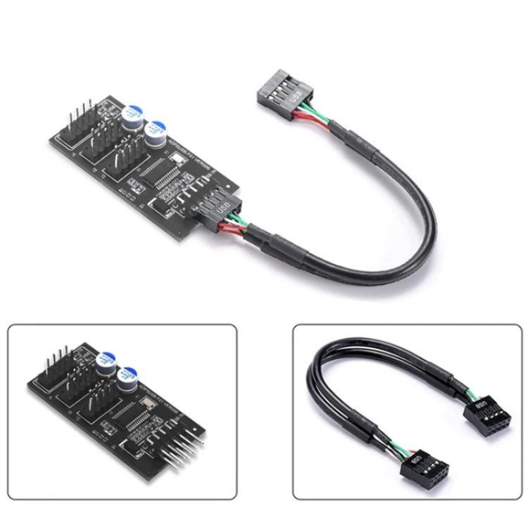 YNS-02 Extension Cable Card Motherboard USB 2.0 9-pin to 3x 9-pin Adapter My Store