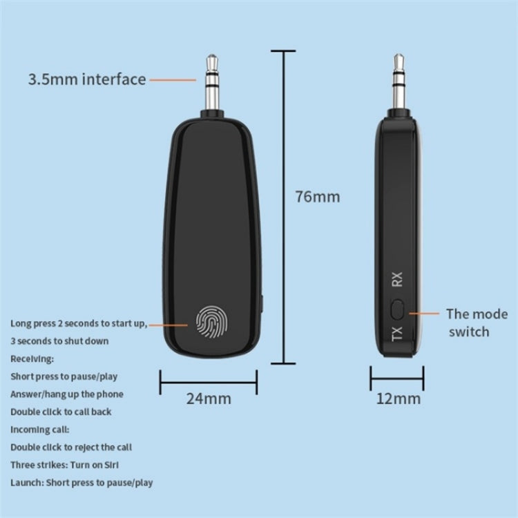 M03 Fingerprint Touch Stereo Aux Wireless Adapter Bluetooth 5.2 Audio Receiver Transmitter ÎҵÄÉ̵ê