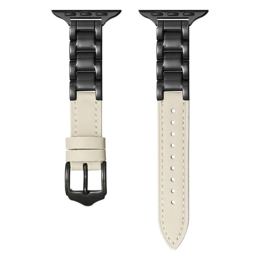 Ceramic Color Buckle Contrast Leather Watch Band, Series 4