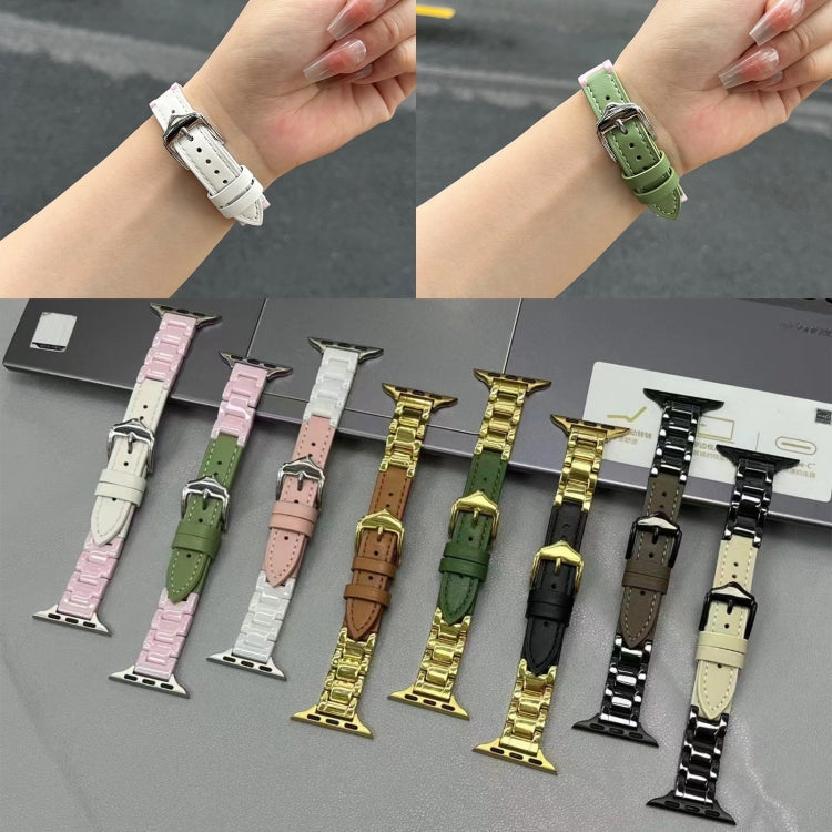 Ceramic Color Buckle Contrast Leather Watch Band, Series 1 My Store