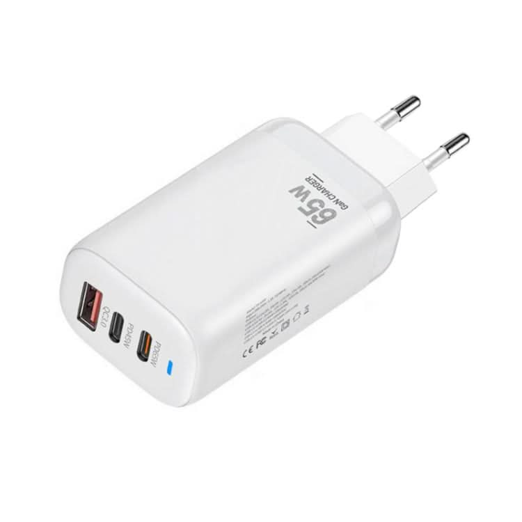 TE-65W GaN PD65W Dual USB-C+USB-A Laptop / Tablet Adapter EU Plug