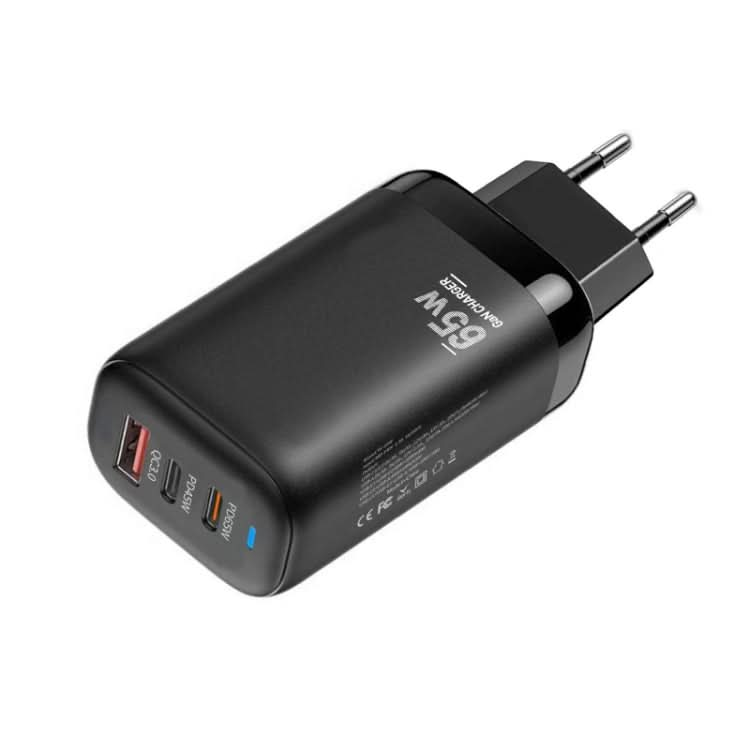 TE-65W GaN PD65W Dual USB-C+USB-A Laptop / Tablet Adapter EU Plug