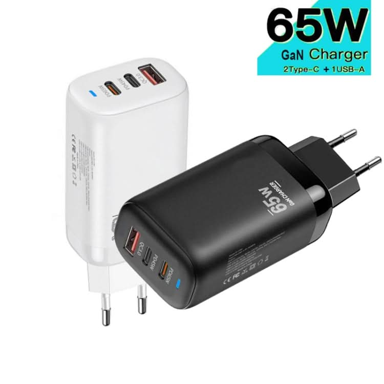 TE-65W GaN PD65W Dual USB-C+USB-A Laptop / Tablet Adapter EU Plug