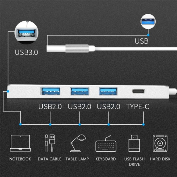 ADS-301A USB 3.0 to Type-C + USB 3.0 / 2.0 4-Ports Hub Laptop Expander