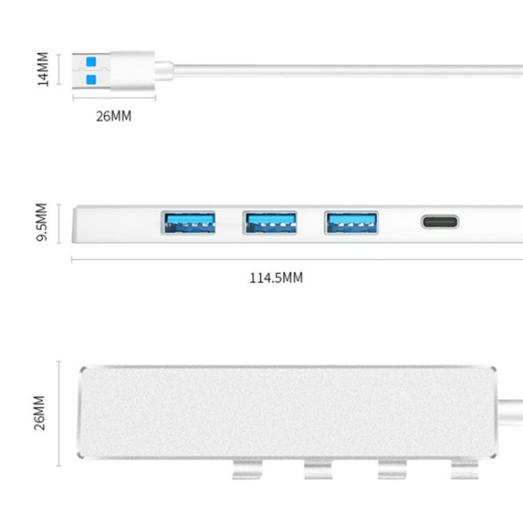 ADS-301A USB 3.0 to Type-C + USB 3.0 / 2.0 4-Ports Hub Laptop Expander