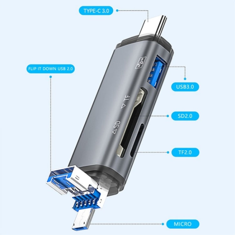 ADS-307 Data Transfer OTG Adapter USB / Type-C / Micro Plug SD TF Card U-Disk Reader