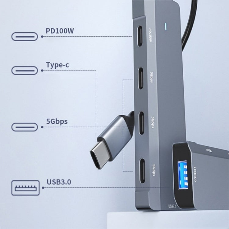 ADS-311C Support PD 100W Fast Charging Converter 5 Port Hub Type-C Hub Adapter