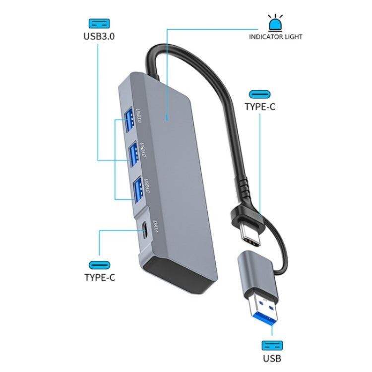 ADS-309D USB / Type-C to 3  x USB 3.0 + Type-C Data Port Expansion Hub Adapter My Store