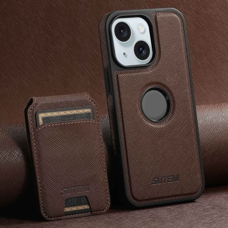 Suteni M2 Cross-Grain MagSafe Vertical Card Back Phone Case, Series 1