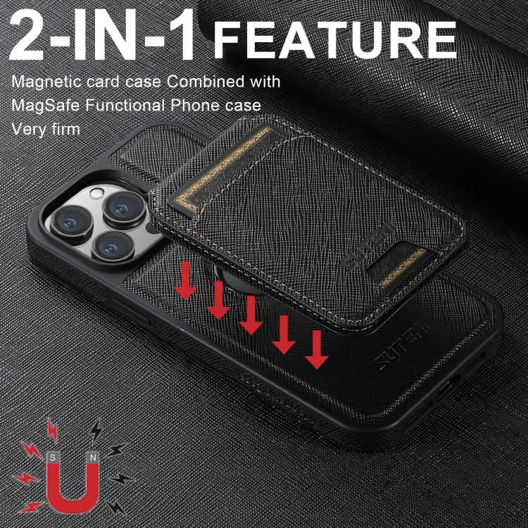 Suteni M2 Cross-Grain MagSafe Vertical Card Back Phone Case, Series 2