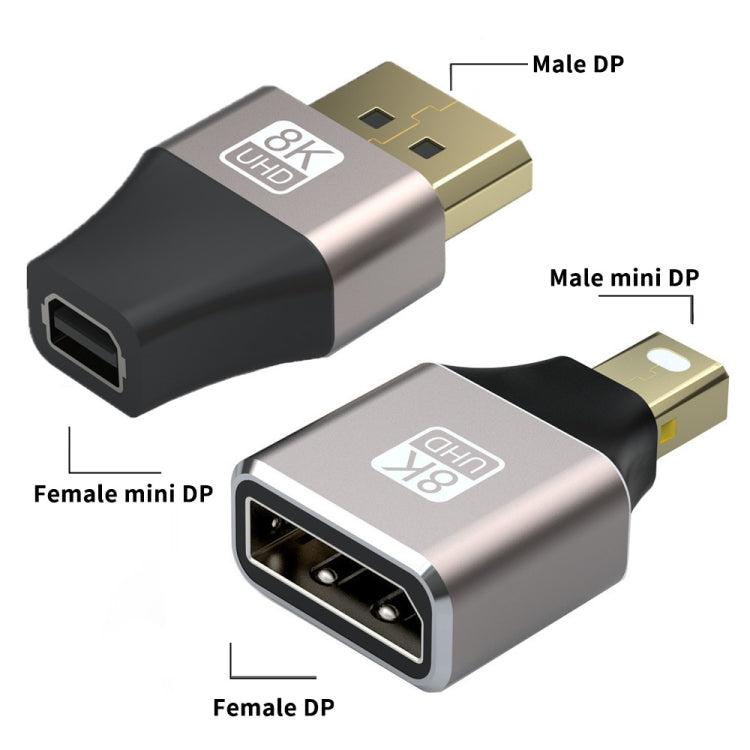 JUNSUNMAY 8K 60Hz Male Displayport to Female Mini Displayport Adapter DP Converter