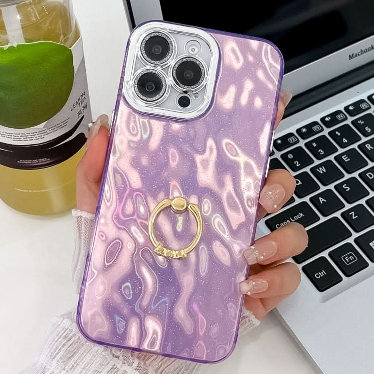 Plating Glitter Texture Ring Holder TPU Phone Case with Lens Film, Series 13