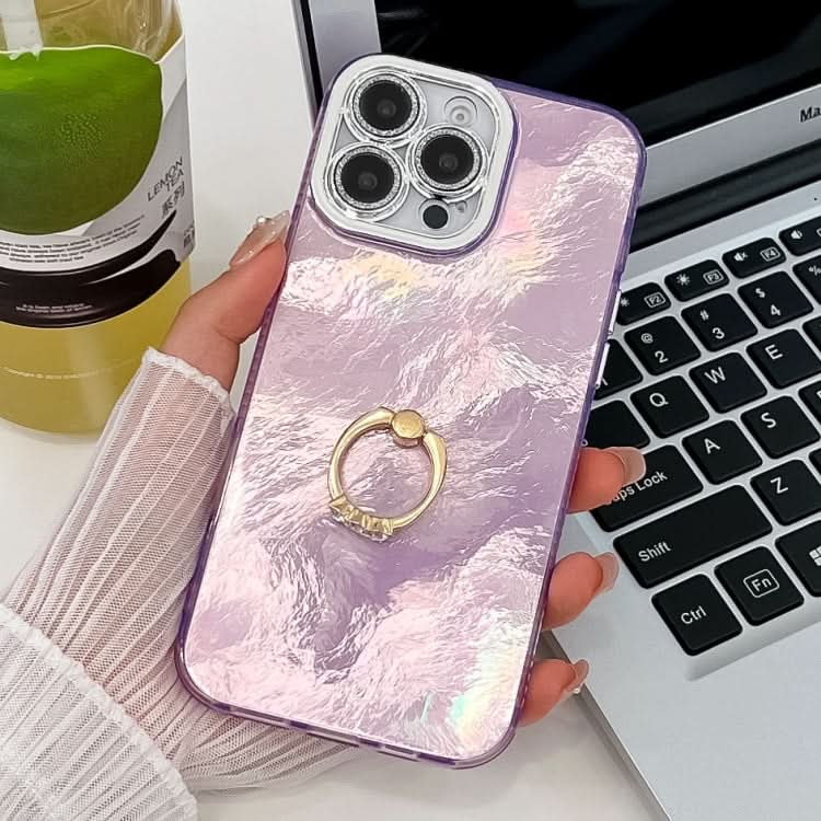 Plating Glitter Texture Ring Holder TPU Phone Case with Lens Film, Series 13