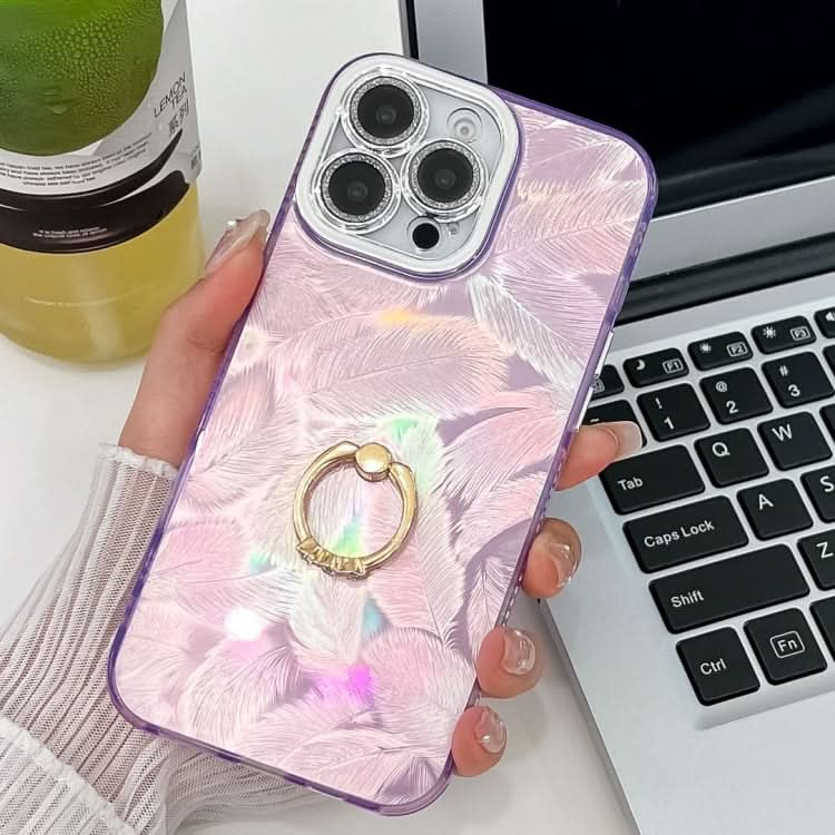 Plating Glitter Texture Ring Holder TPU Phone Case with Lens Film, Series 13