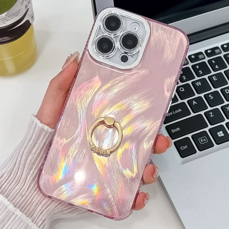 Plating Glitter Texture Ring Holder TPU Phone Case with Lens Film, Series 13