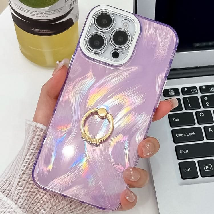 Plating Glitter Texture Ring Holder TPU Phone Case with Lens Film, Series 13