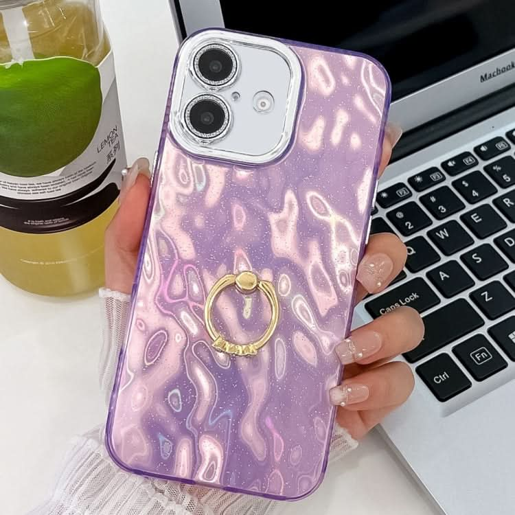 Plating Glitter Texture Ring Holder TPU Phone Case with Lens Film, Series 2