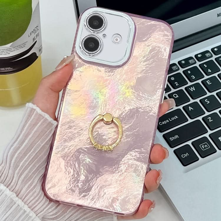 Plating Glitter Texture Ring Holder TPU Phone Case with Lens Film, Series 2