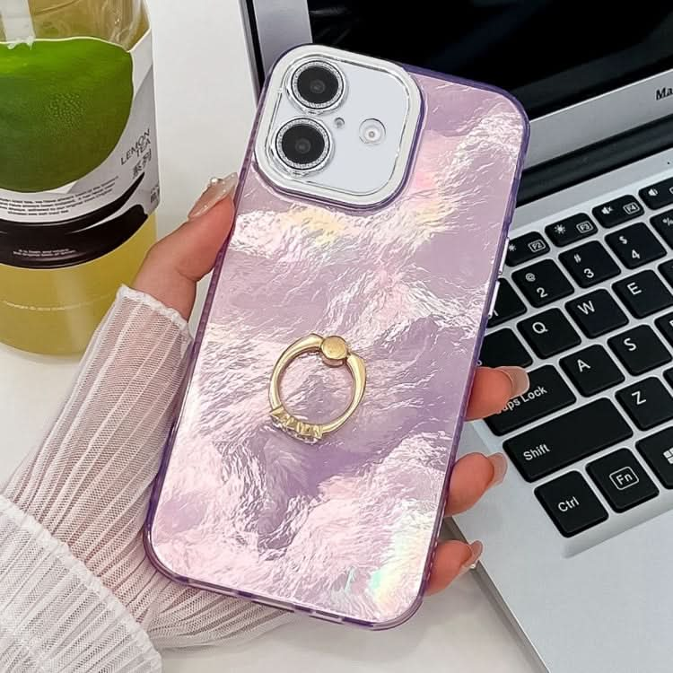 Plating Glitter Texture Ring Holder TPU Phone Case with Lens Film, Series 2