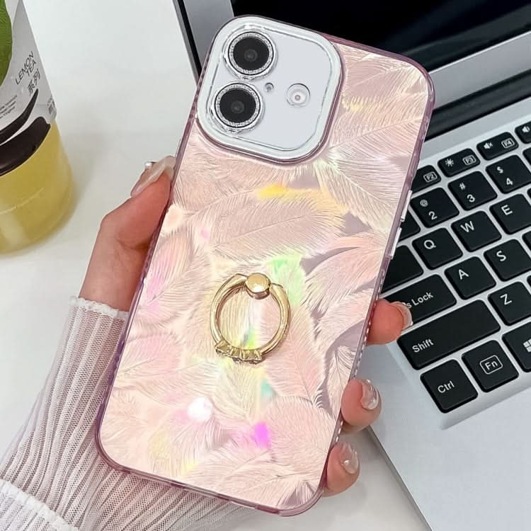 Plating Glitter Texture Ring Holder TPU Phone Case with Lens Film, Series 2