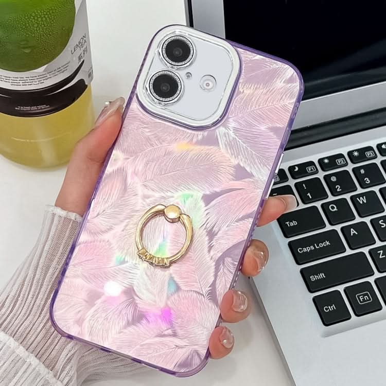 Plating Glitter Texture Ring Holder TPU Phone Case with Lens Film, Series 2