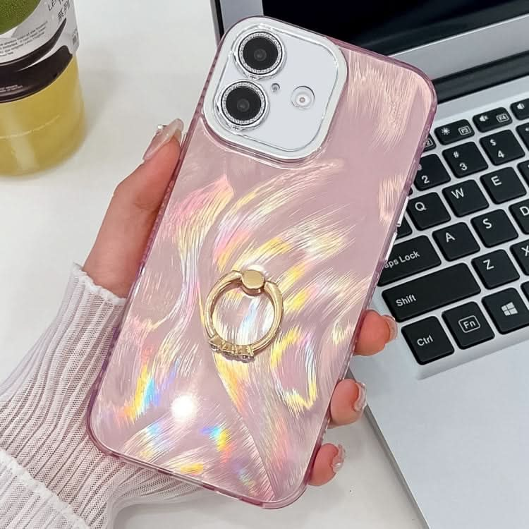 Plating Glitter Texture Ring Holder TPU Phone Case with Lens Film, Series 2