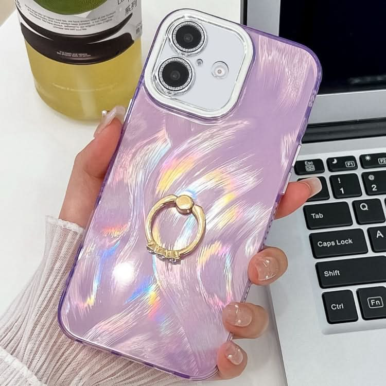 Plating Glitter Texture Ring Holder TPU Phone Case with Lens Film, Series 2