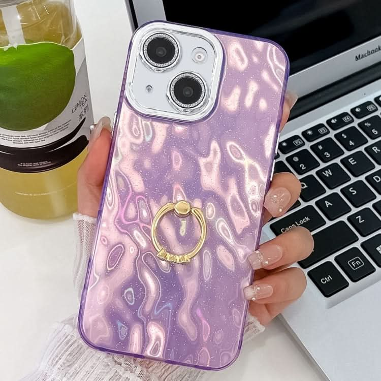 Plating Glitter Texture Ring Holder TPU Phone Case with Lens Film, Series 3