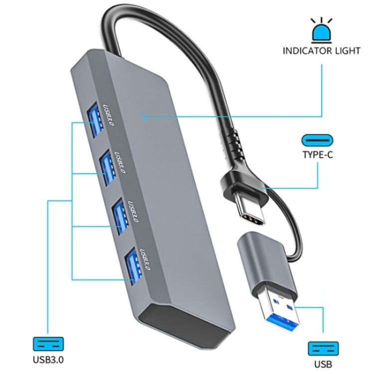 ADS-305D USB / Type-C to USB3.0 4-Ports USB HUB Computer Laptop Adapter Docking Station My Store