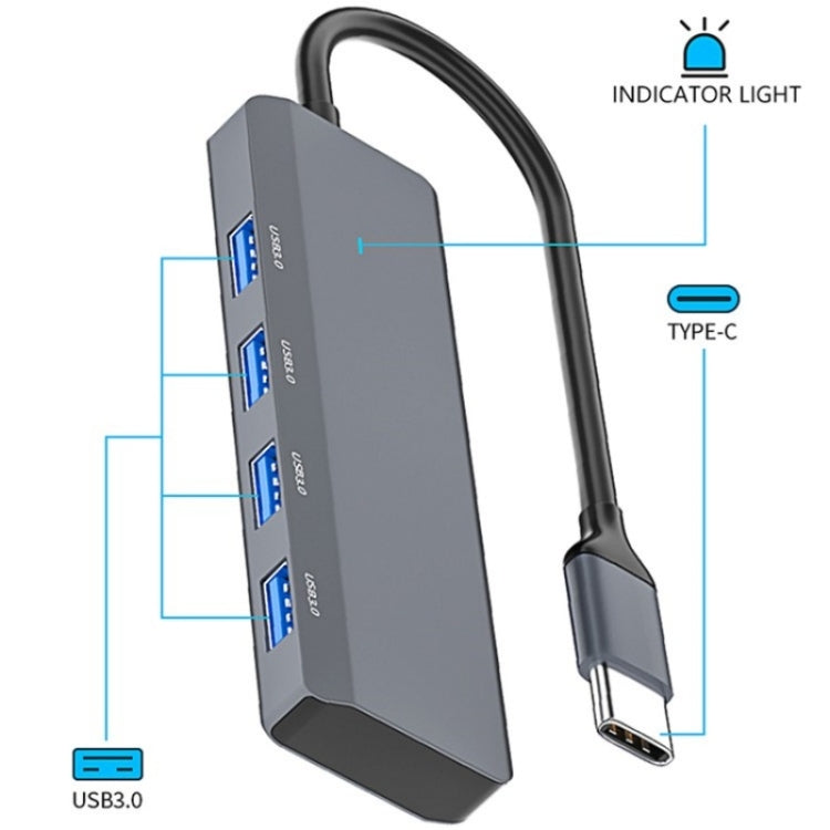 ADS-305C Aluminum Alloy Type-C to 4-Ports USB3.0 USB HUB Laptop Phone Adapter Splitter My Store