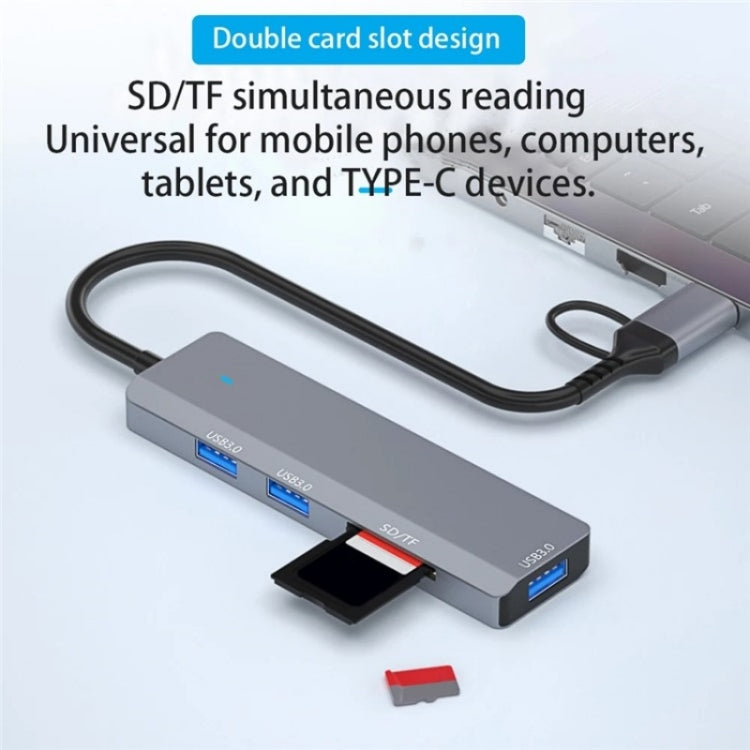 ADS-310D 2-in-1 Type-C + USB to 3 x USB 3.0 + SD / TF Card Slots Multi-Port Hub My Store