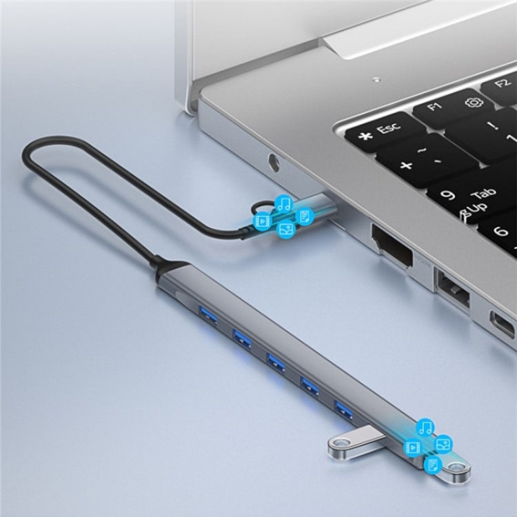 ADS-303D USB + Type-C to USB 3.0 + 6x USB 2.0 Splitter 7-in-1 Multifunctional Hub My Store