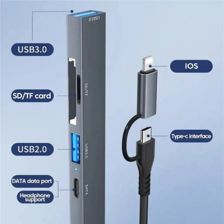 ADS-805 8 Pin + Type-C to USB-C Data + USB 2.0 / 3.0 + SD / TF Card Reader Hub Expansion Converter My Store